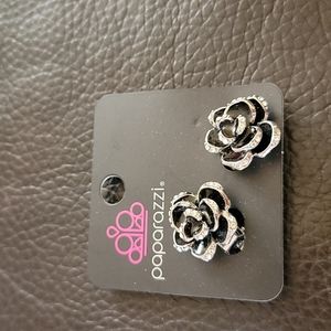 Silver Flower Clip on Earrings
